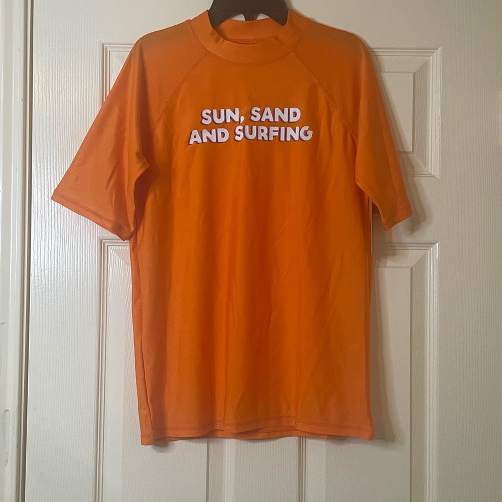 ThereAbouts Boys Orange Graphic Tee - Sun, Sand and Surfing Size: XL (18/20)